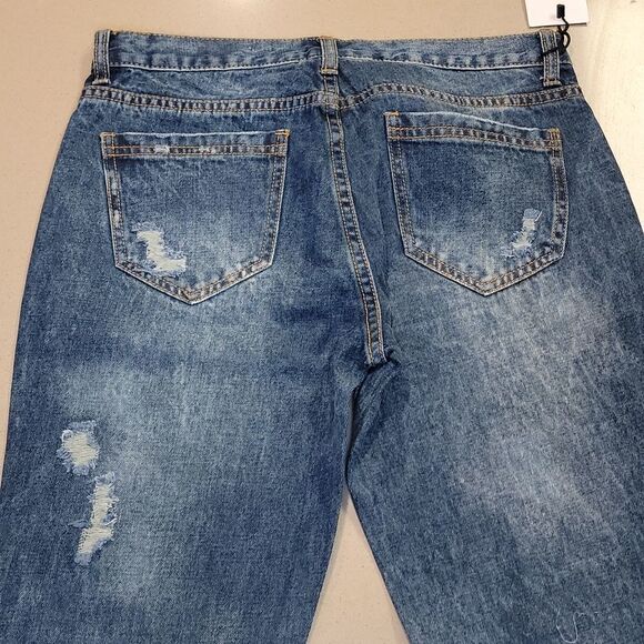 Litz Mid Rise Distressed Jeans with gold bling - Picture 14 of 16